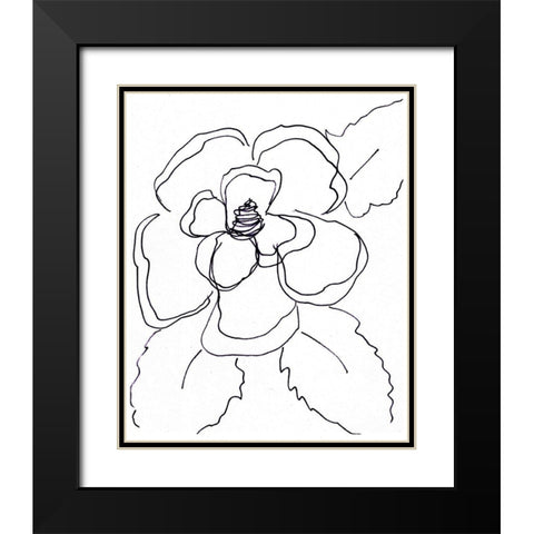 Hand Sketch Magnolia II Black Modern Wood Framed Art Print with Double Matting by Chapman, Marcy
