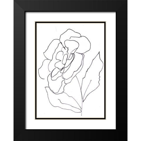 Hand Sketch Magnolia II Black Modern Wood Framed Art Print with Double Matting by Chapman, Marcy