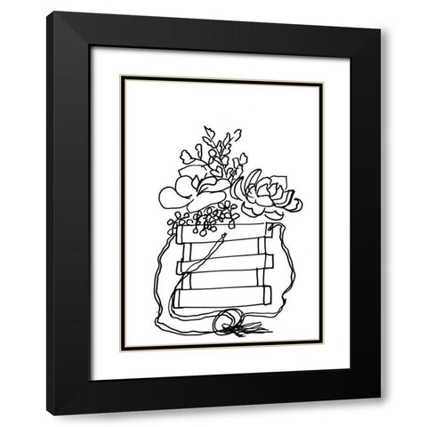 Hand Sketch Hanging Succulents black Black Modern Wood Framed Art Print with Double Matting by Chapman, Marcy