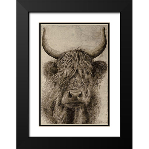 Highland rustic portrait Black Modern Wood Framed Art Print with Double Matting by Cusson, Marie Elaine