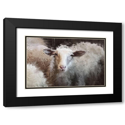 Sheeps Flock Black Modern Wood Framed Art Print with Double Matting by Cusson, Marie Elaine