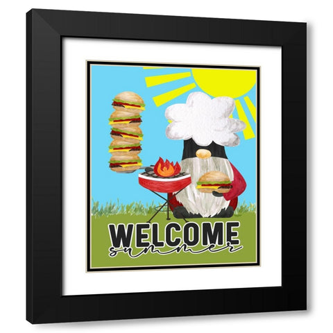 Gnome Grill Masters sentiment portrait II-Welcome Black Modern Wood Framed Art Print with Double Matting by Reed, Tara