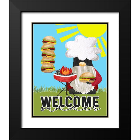 Gnome Grill Masters sentiment portrait II-Welcome Black Modern Wood Framed Art Print with Double Matting by Reed, Tara