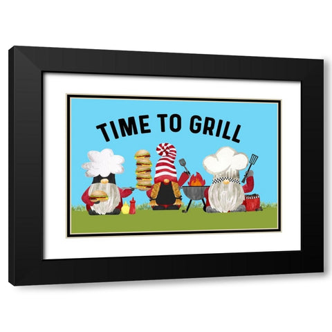 Gnome Grill Masters sentiment landscape II-Time to Grill Black Modern Wood Framed Art Print with Double Matting by Reed, Tara