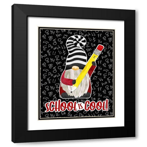 Teacher Gnomes portrait I-School is Cool Black Modern Wood Framed Art Print with Double Matting by Reed, Tara