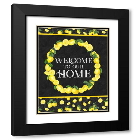 Live with Zest wreath sentiment portrait I-Welcome Black Modern Wood Framed Art Print with Double Matting by Reed, Tara
