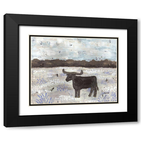 Longhorn  Field Black Modern Wood Framed Art Print with Double Matting by Bryan, Kathleen