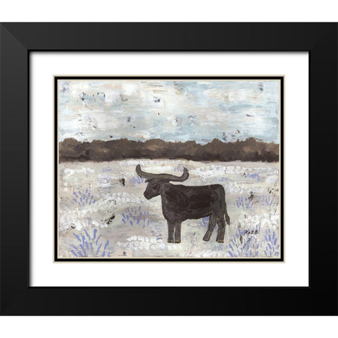 Longhorn  Field Black Modern Wood Framed Art Print with Double Matting by Bryan, Kathleen