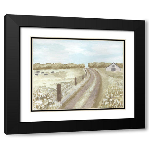 Barn  Road Fence Black Modern Wood Framed Art Print with Double Matting by Bryan, Kathleen