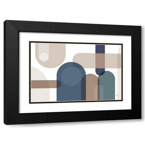 Metro  67 blue Black Modern Wood Framed Art Print with Double Matting by PELA