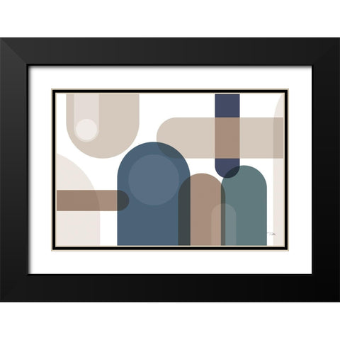 Metro  67 blue Black Modern Wood Framed Art Print with Double Matting by PELA