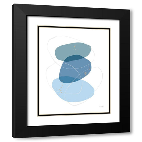 Organic  Circles II Black Modern Wood Framed Art Print with Double Matting by PELA