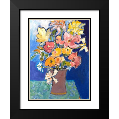 Table Blooms Black Modern Wood Framed Art Print with Double Matting by Marie, Susanne