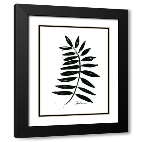 Inked Leaves II Black Modern Wood Framed Art Print with Double Matting by Augustine, Jodi
