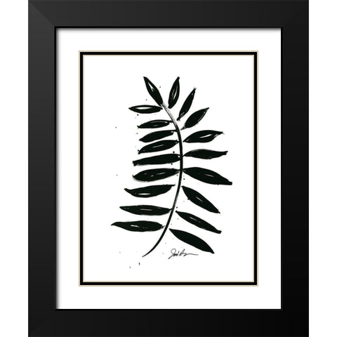 Inked Leaves II Black Modern Wood Framed Art Print with Double Matting by Augustine, Jodi
