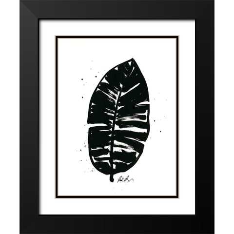 Inked Leaves III Black Modern Wood Framed Art Print with Double Matting by Augustine, Jodi