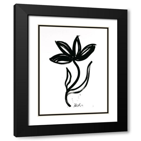 Inked Florals II Black Modern Wood Framed Art Print with Double Matting by Augustine, Jodi
