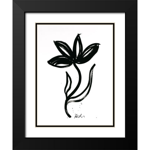 Inked Florals II Black Modern Wood Framed Art Print with Double Matting by Augustine, Jodi
