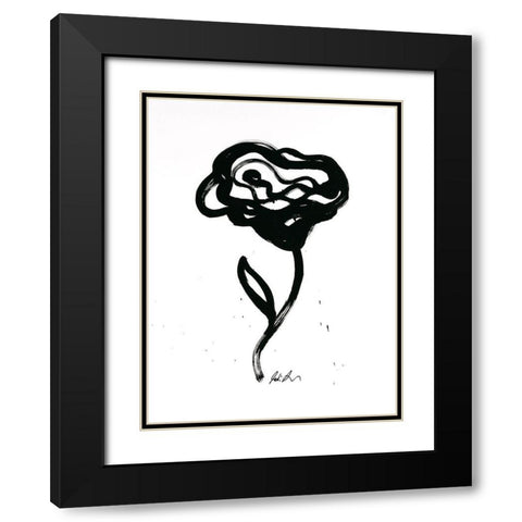 Inked Florals IV Black Modern Wood Framed Art Print with Double Matting by Augustine, Jodi
