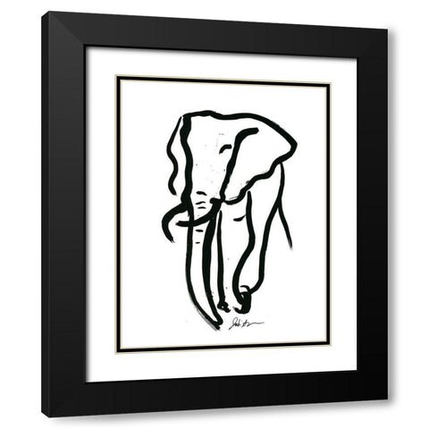 Inked Safari II-Elephant Black Modern Wood Framed Art Print with Double Matting by Augustine, Jodi