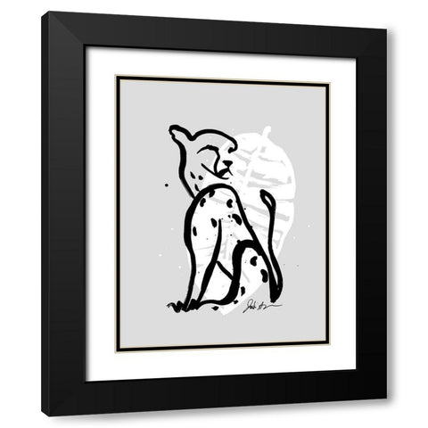 Inked Safari Leaves I-Cheetah Black Modern Wood Framed Art Print with Double Matting by Augustine, Jodi