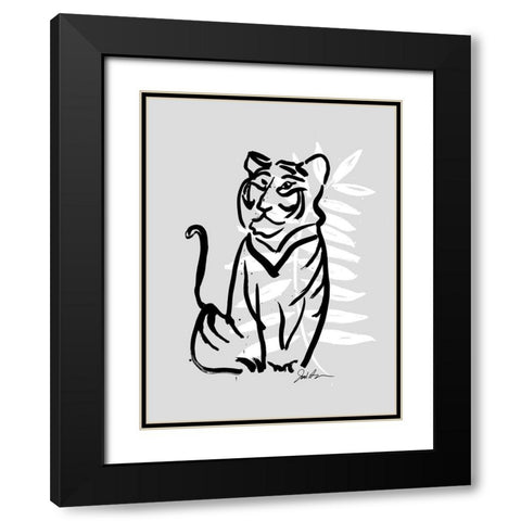 Inked Safari Leaves V-Tiger Black Modern Wood Framed Art Print with Double Matting by Augustine, Jodi