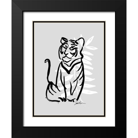 Inked Safari Leaves V-Tiger Black Modern Wood Framed Art Print with Double Matting by Augustine, Jodi