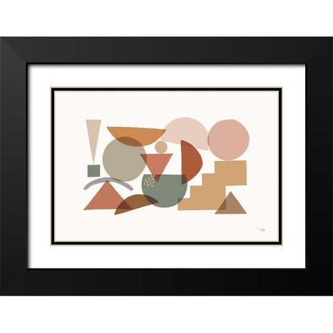 Geo Metrical I Black Modern Wood Framed Art Print with Double Matting by Pela
