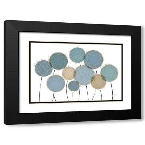 Bloom in Blue Black Modern Wood Framed Art Print with Double Matting by Pela