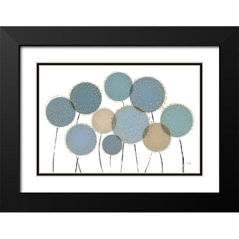Bloom in Blue Black Modern Wood Framed Art Print with Double Matting by Pela