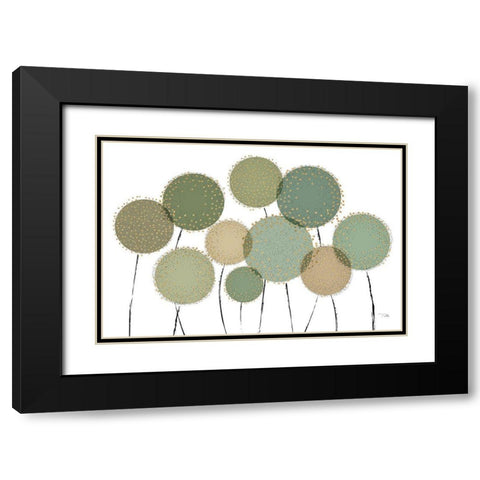 Bloom in Green Black Modern Wood Framed Art Print with Double Matting by Pela