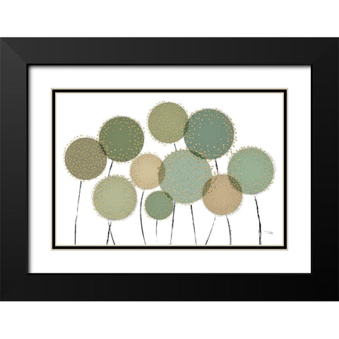 Bloom in Green Black Modern Wood Framed Art Print with Double Matting by Pela