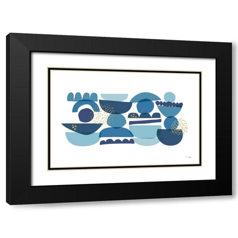Crowded Forms blue I Black Modern Wood Framed Art Print with Double Matting by Pela