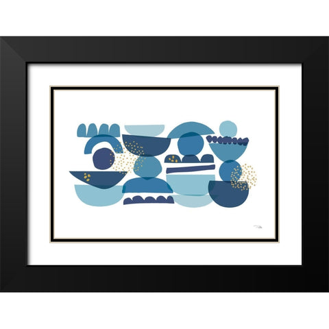 Crowded Forms blue I Black Modern Wood Framed Art Print with Double Matting by Pela