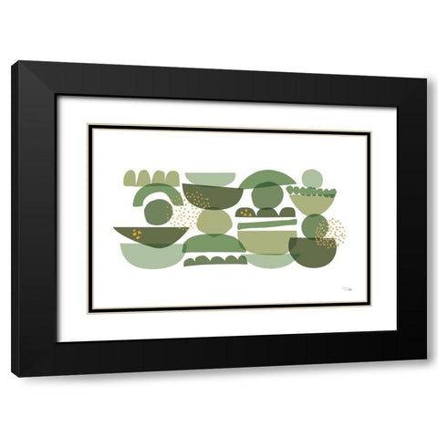 Crowded Forms green I Black Modern Wood Framed Art Print with Double Matting by Pela