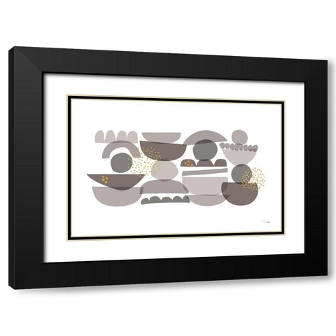 Crowded Forms grey I Black Modern Wood Framed Art Print with Double Matting by Pela