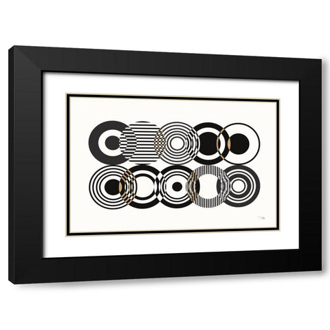 Deco Retro black I Black Modern Wood Framed Art Print with Double Matting by Pela