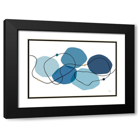 Sinuous Trajectory blue I Black Modern Wood Framed Art Print with Double Matting by Pela