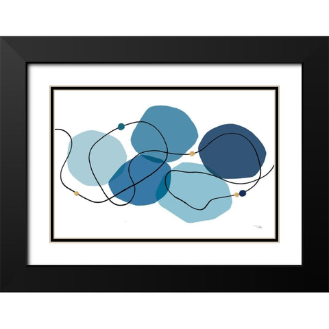 Sinuous Trajectory blue I Black Modern Wood Framed Art Print with Double Matting by Pela