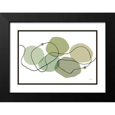 Sinuous Trajectory green I Black Modern Wood Framed Art Print with Double Matting by Pela