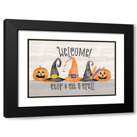 Sit a Spell Sentiment landscape IV-Welcome Black Modern Wood Framed Art Print with Double Matting by Reed, Tara