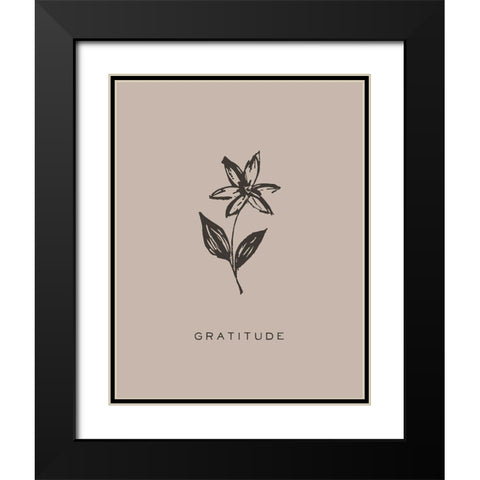 Serene Sentiment II-Gratitude Black Modern Wood Framed Art Print with Double Matting by HM Design