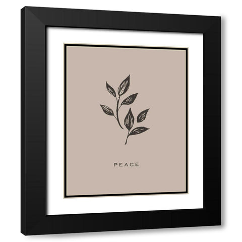 Serene Sentiment V-Peace Black Modern Wood Framed Art Print with Double Matting by HM Design