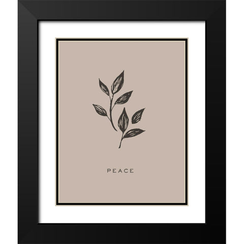 Serene Sentiment V-Peace Black Modern Wood Framed Art Print with Double Matting by HM Design