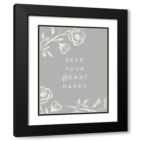 Simple Nature III-Heart Happy Black Modern Wood Framed Art Print with Double Matting by HM Design