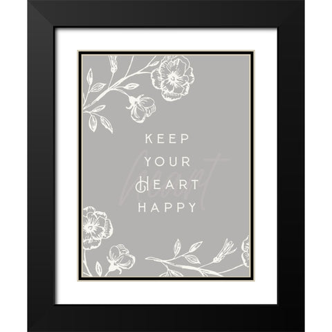 Simple Nature III-Heart Happy Black Modern Wood Framed Art Print with Double Matting by HM Design