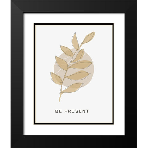 Zen Vibes II-Be Present Black Modern Wood Framed Art Print with Double Matting by HM Design