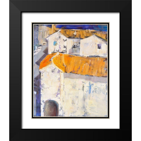 Village Rooftops Black Modern Wood Framed Art Print with Double Matting by Marie, Susanne