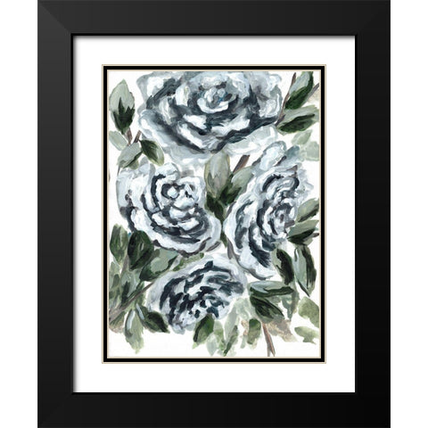 Shadowed Blue Roses I Black Modern Wood Framed Art Print with Double Matting by Chapman, Marcy