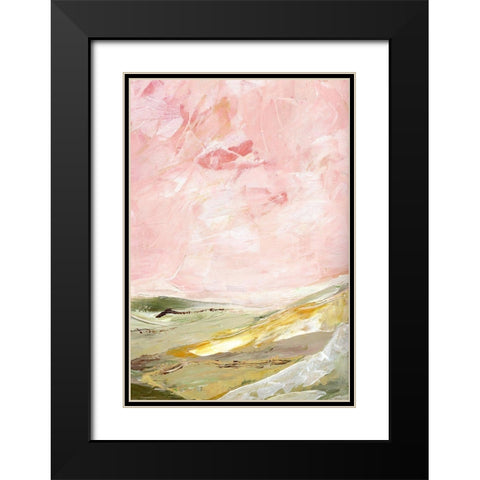 Green and Pink Hills II Black Modern Wood Framed Art Print with Double Matting by Chapman, Marcy